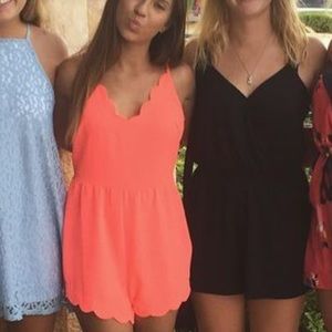 NEON pink scalloped romper